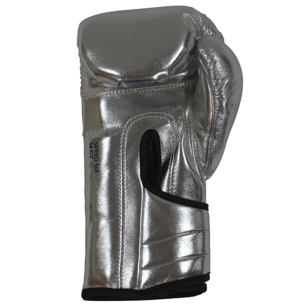 EXCLUSIVE ADIDAS PRO LINE METALLIC HOOK & LOOP BOXING GLOVES - SILVER - Image 2