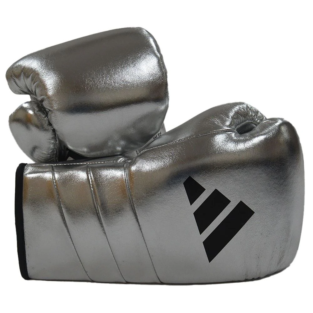 EXCLUSIVE ADIDAS ADISPEED METALLIC LACE BOXING GLOVES - SILVER