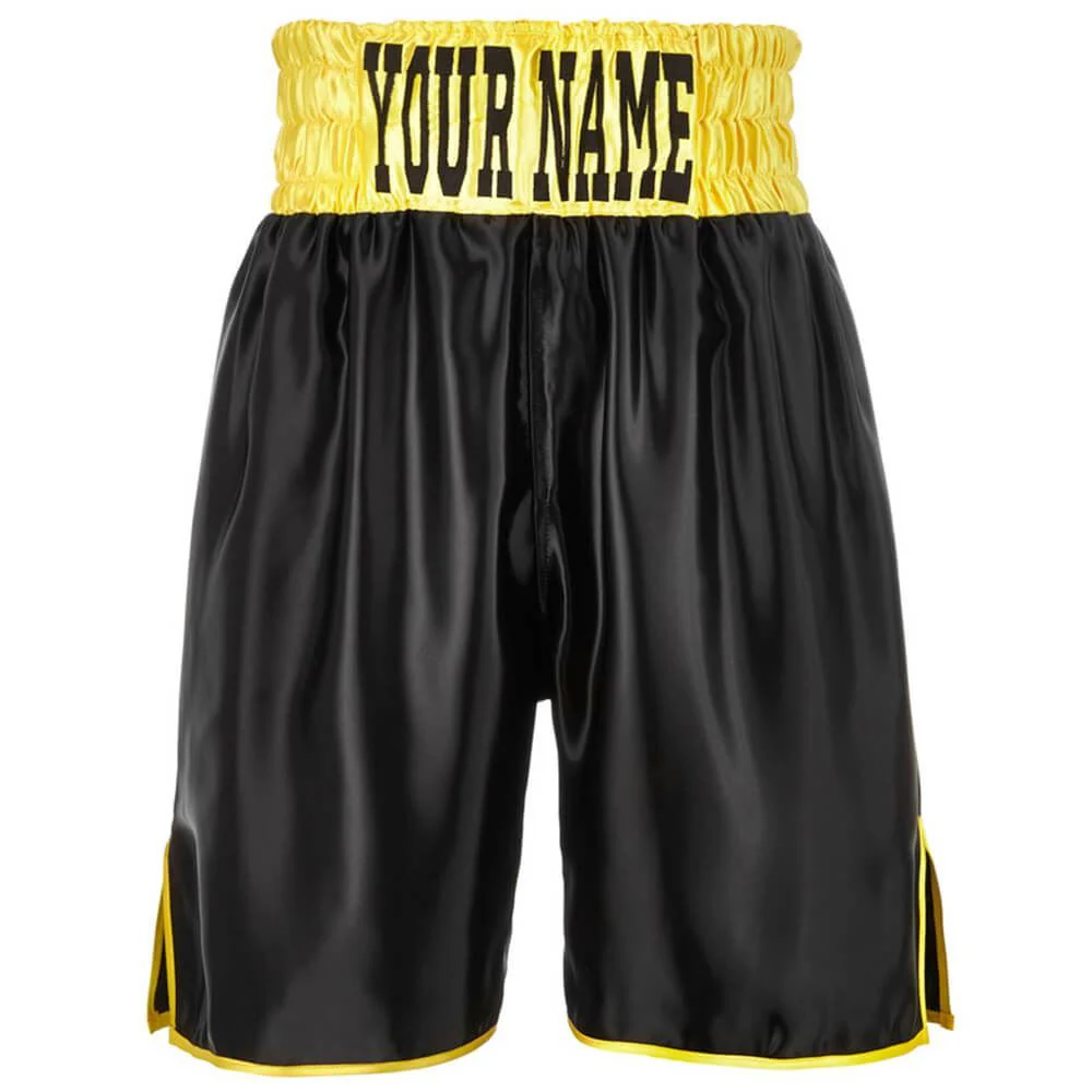 Custom Made Contrast Waistband Boxing Shorts Black/Yellow