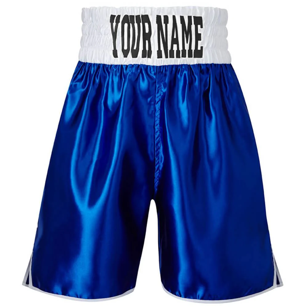 Custom Made Contrast Waistband Boxing Shorts Blue/White - Image 2