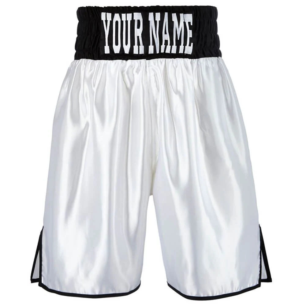 Custom Made Contrast Waistband Boxing Shorts White/Black
