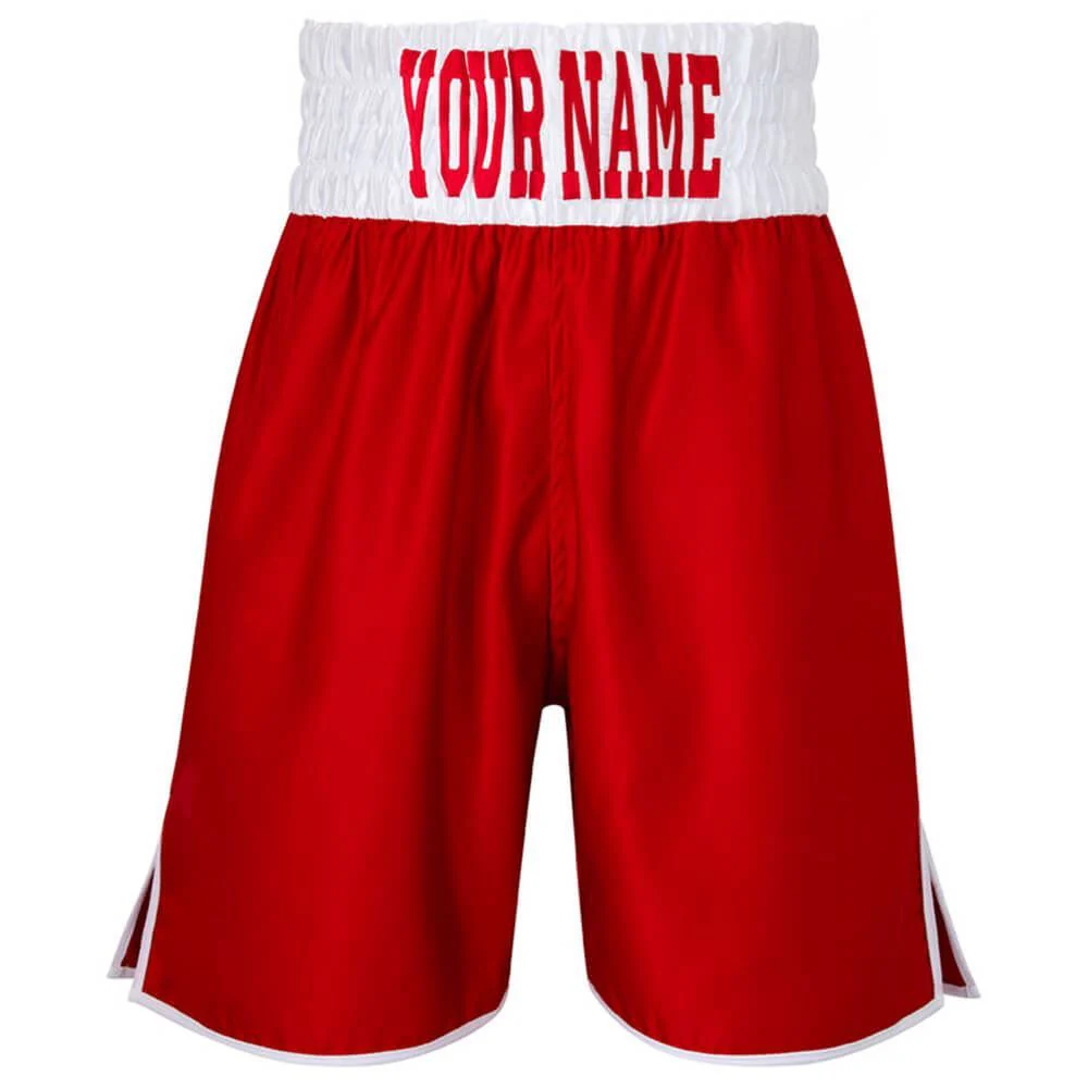 Custom Made Contrast Waistband Boxing Shorts Red/White
